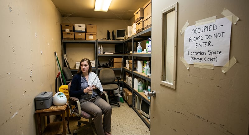 Firefly_Gemini Flash_lactation room Storage closet, makeshift space, no privacy 477542